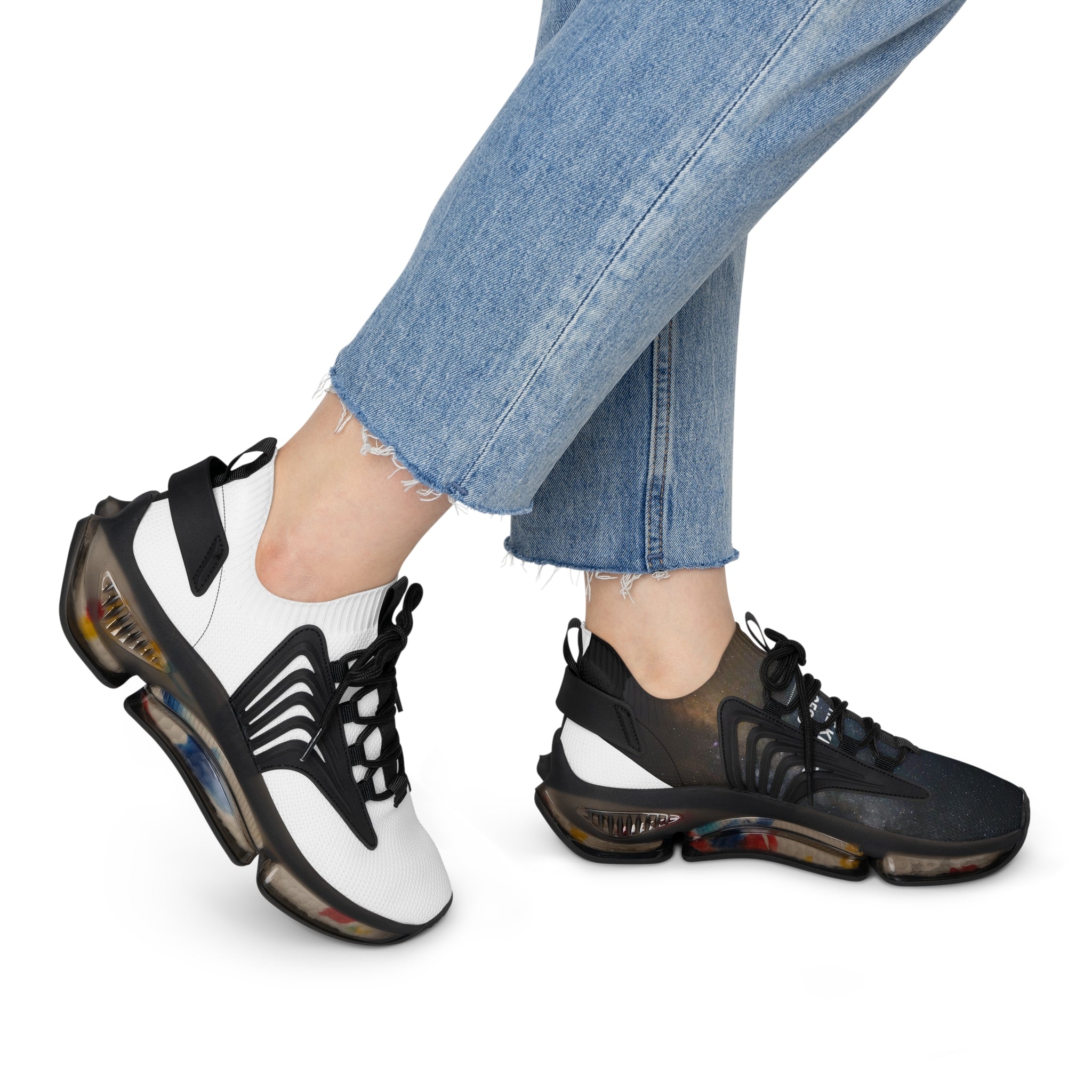 Women's Two-Tone Mesh Sneakers — Lightweight Breathable Athletic Shoes