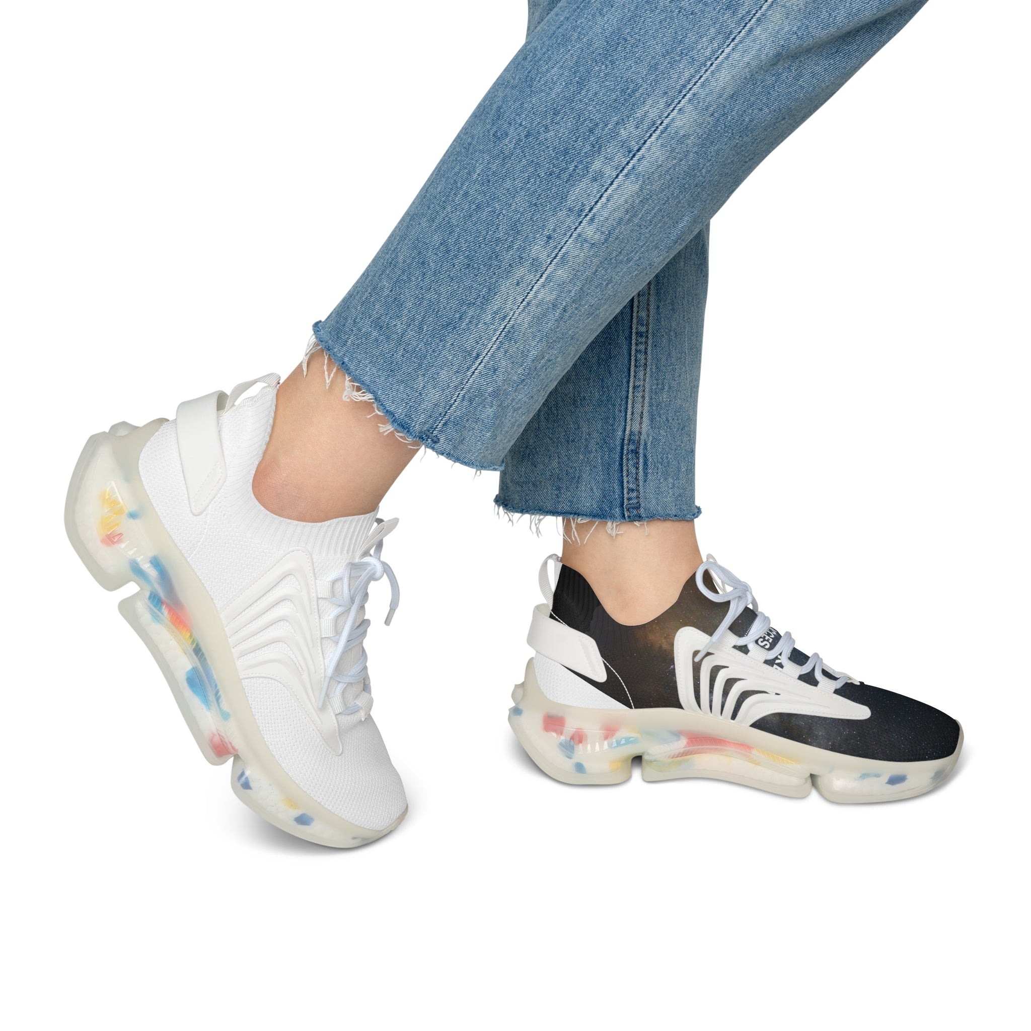 Women's Two-Tone Mesh Sneakers — Lightweight Breathable Athletic Shoes